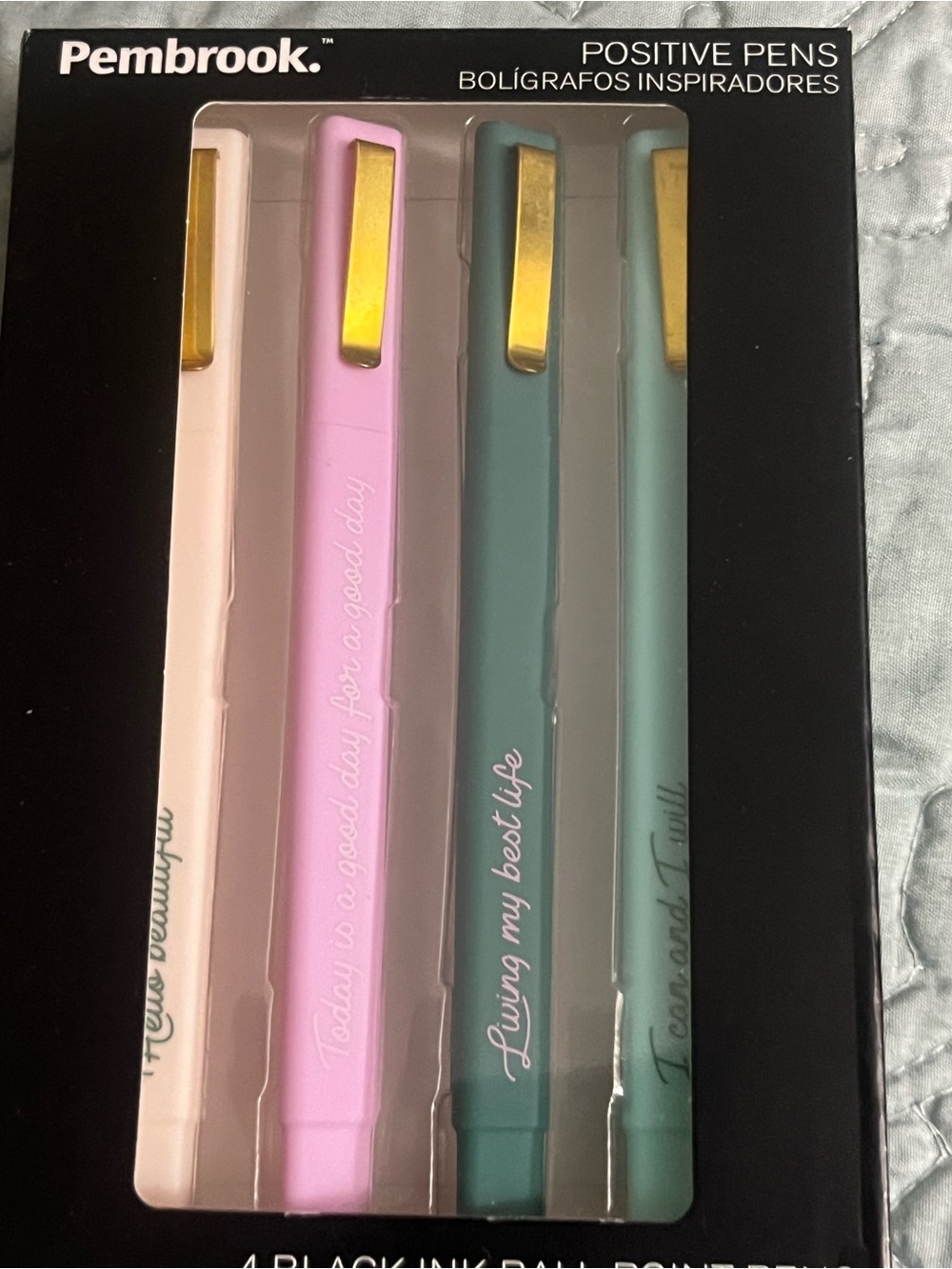 Pembrook Positive Pens Set — Pastel Pink, Cream, Teal, Sage